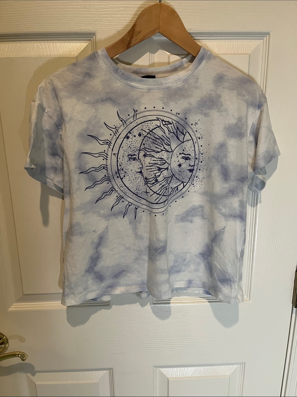 Unbranded Kids Blue Tie-Dye Sun & Moon Graphic Tee